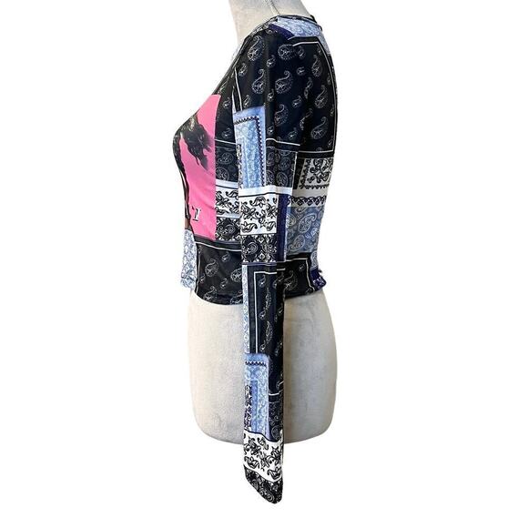 Aaliyah One in A Million Cropped Top LS Black Sheer Y2K 90s Gothic Stretch - Picture 6 of 8